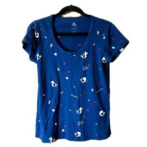 Disney Little Mermaid Blue White Red Ariel Movie Short Sleeve Tee Shirt Sz L